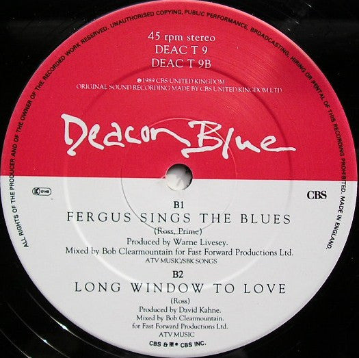 Deacon Blue : Fergus Sings The Blues Extended Mix (12", Single)