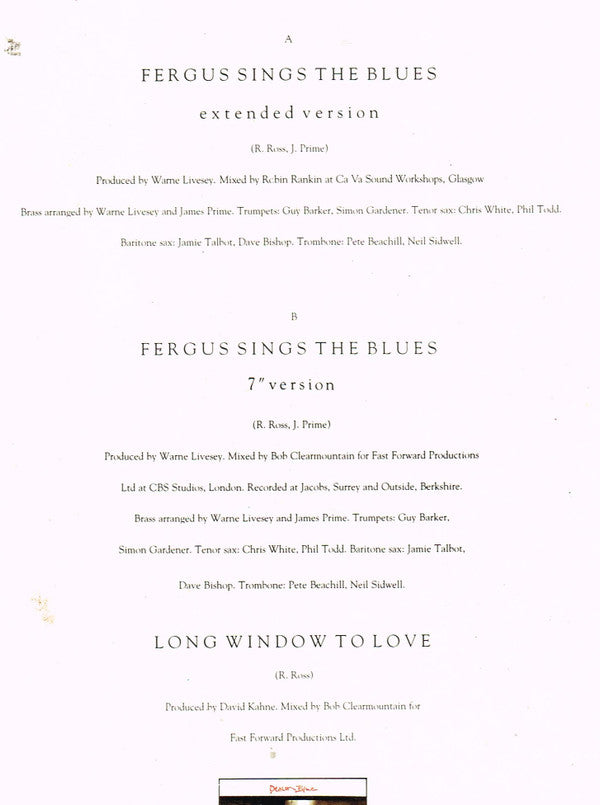 Deacon Blue : Fergus Sings The Blues Extended Mix (12", Single)