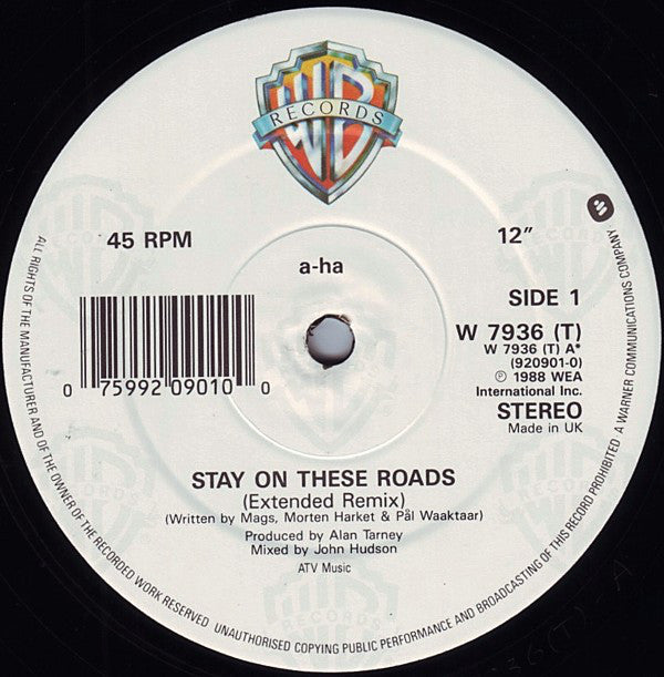 a-ha : Stay On These Roads (Extended Remix) (12", Single)