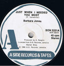 Barbara Jones : Just When I Needed You Most (7", Single, RE, Sol)