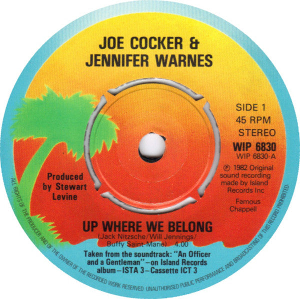 Joe Cocker, Jennifer Warnes : Up Where We Belong (7", Single, Pus)