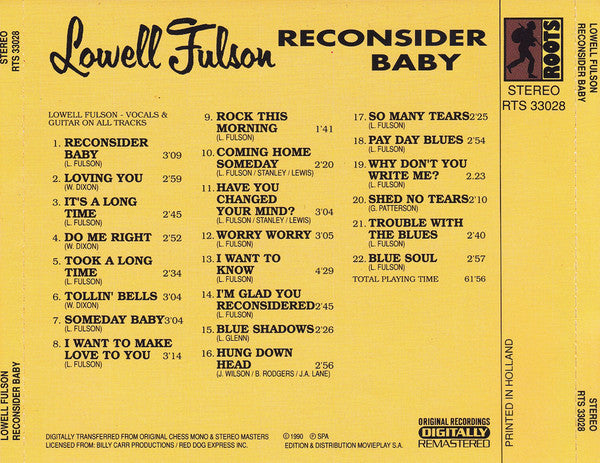 Lowell Fulson : Reconsider Baby (CD, Comp, RM)