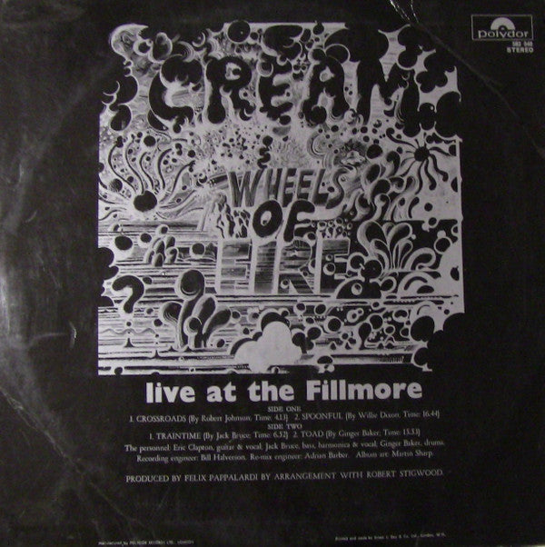 Cream (2) : Wheels Of Fire - Live At The Fillmore (LP, Album)