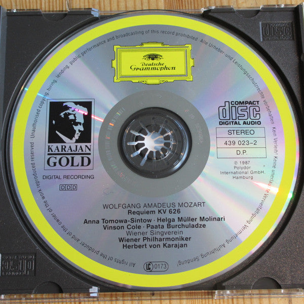 Mozart*, Anna Tomowa-Sintow, Helga Müller Molinari*, Vinson Cole, Paata Burchuladze / Wiener Singverein, Wiener Philharmoniker, Herbert von Karajan : Requiem (CD, Album, RE, RM)