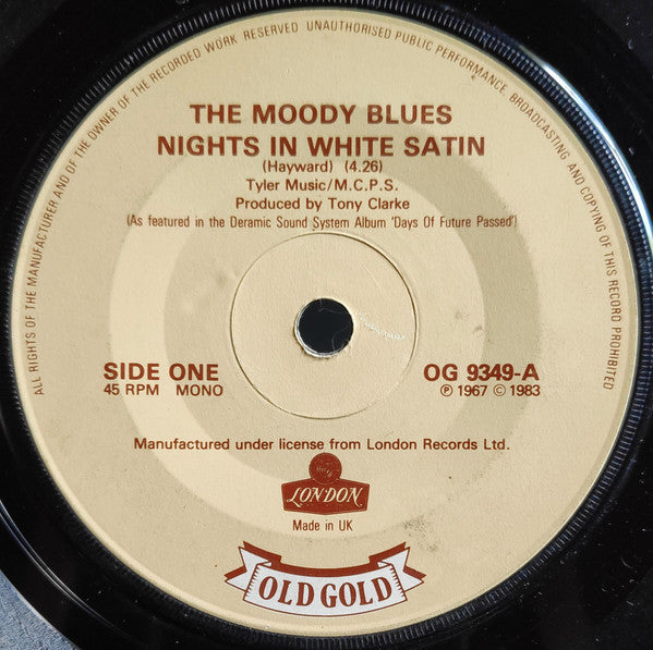 The Moody Blues : Nights In White Satin (7", Single, RE, RP)