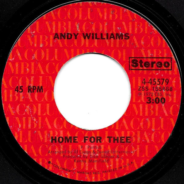 Andy Williams : Love Theme From "The Godfather" (Speak Softly Love) (7", Single, Styrene, Pit)