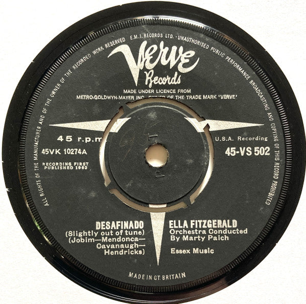 Ella Fitzgerald : Desafinado (Slightly Out Of Tune) (7", Single)