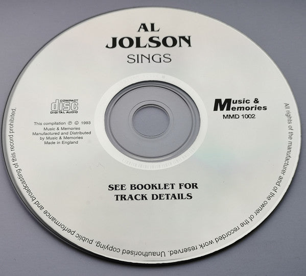 Al Jolson : Sings (CD, Album, Comp)