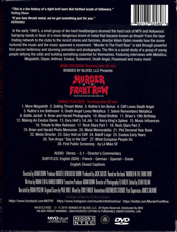 Various : Murder In The Front Row: The San Francisco Bay Area Thrash Metal Story (DVD-V, NTSC)