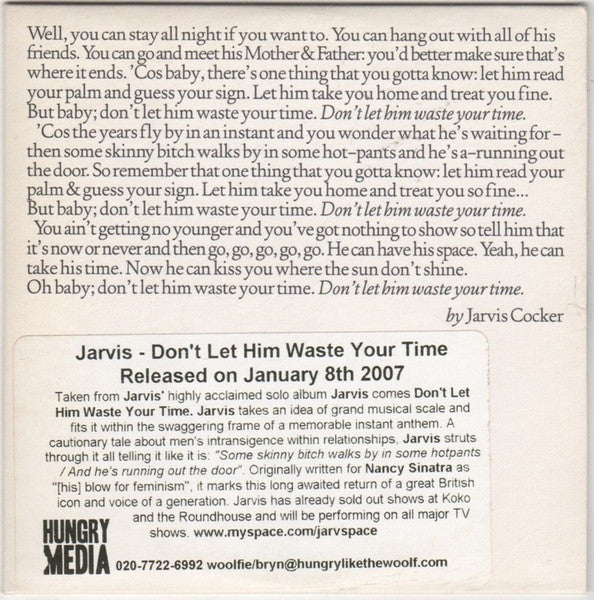 Jarvis Cocker : Don't Let Him Waste Your Time (CD, Single, Promo)