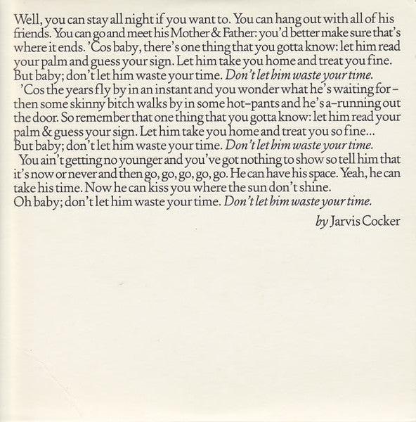 Jarvis Cocker : Don't Let Him Waste Your Time (CD, Single, Promo)