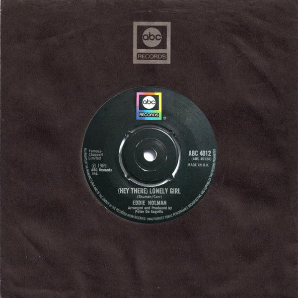 Eddie Holman : (Hey There) Lonely Girl (7", Single, RE)