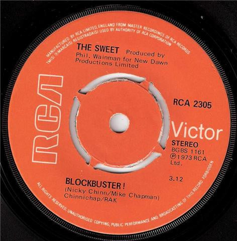 The Sweet : Blockbuster ! (7", Single, Kno)