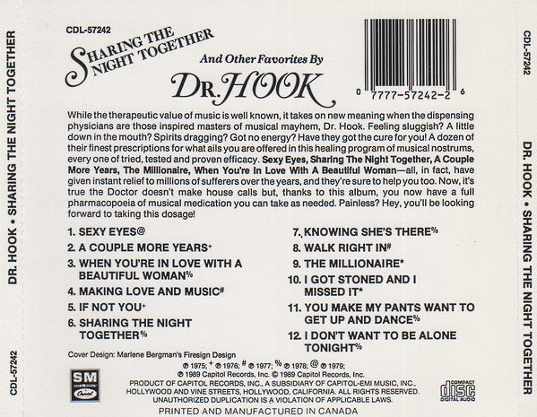 Dr. Hook : Sharing The Night Together And Other Favorites By Dr. Hook (CD, Comp, RE)