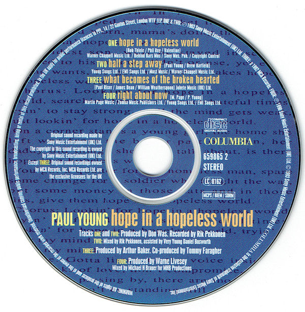 Paul Young : Hope In A Hopeless World (CD, Single)