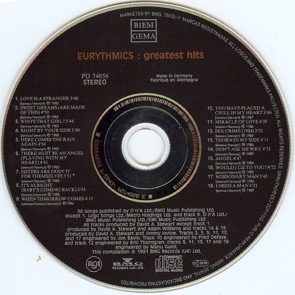 Eurythmics : Greatest Hits (CD, Comp)