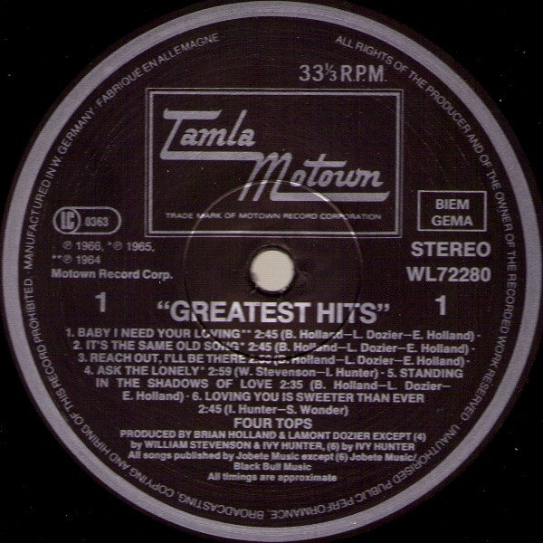 Four Tops : Greatest Hits (LP, Comp)