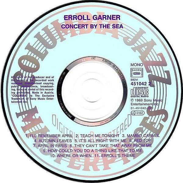 Erroll Garner : Concert By The Sea (CD, Album, RE, RM)