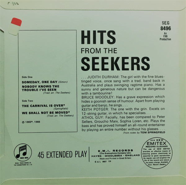 The Seekers : Hits From The Seekers (7", EP)