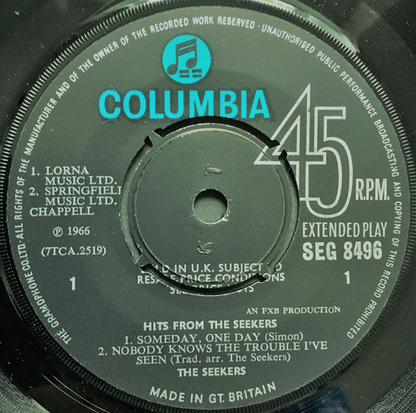 The Seekers : Hits From The Seekers (7", EP)