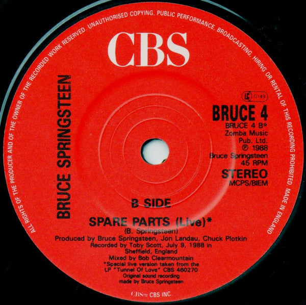 Bruce Springsteen : Spare Parts (7", Single, Sma)
