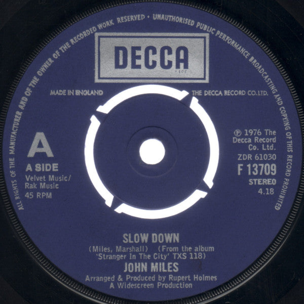 John Miles : Slow Down (7", Com)