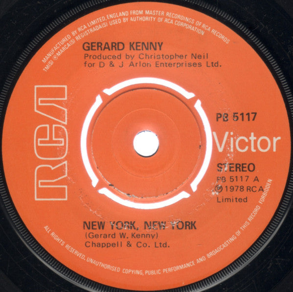 Gerard Kenny : New York, New York (7", Ora)