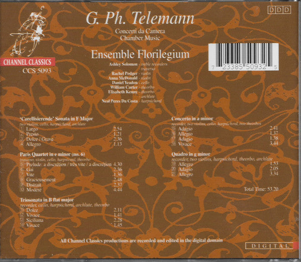 Georg Philipp Telemann, Ensemble Florilegium : Concerti da Camera (CD, Album)