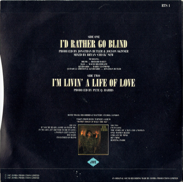Ruby Turner : I'd Rather Go Blind (7", Single, Inj)