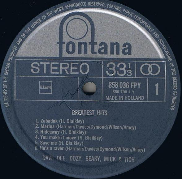Dave Dee, Dozy, Beaky, Mick & Tich : Greatest Hits (LP, Comp)