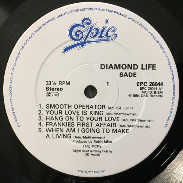 Sade : Diamond Life (LP, Album, RP, Gat)