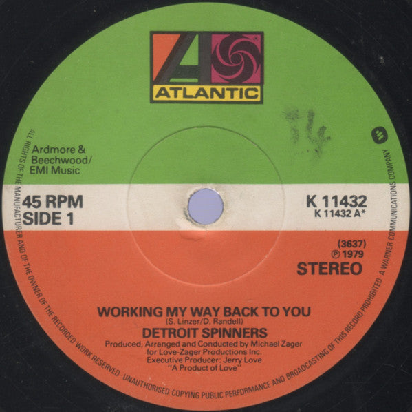 Detroit Spinners* : Working My Way Back To You (7", Single, WEA)