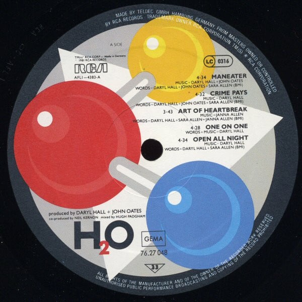 Daryl Hall & John Oates : H₂O (LP, Album)
