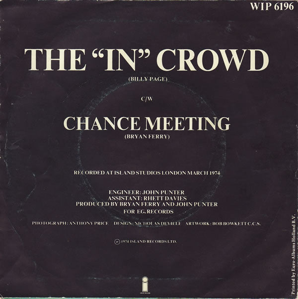 Bryan Ferry : The 'In' Crowd (7", Single)