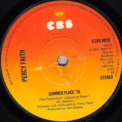 Percy Faith : Summer Place '76 (7", Single)