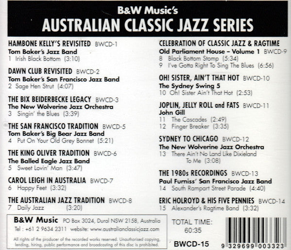 Various : B&W Music's Australian Classic Jazz Series (CD, Album)