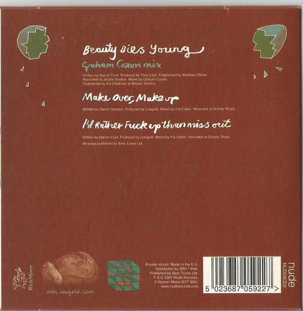 Lowgold : Beauty Dies Young (Graham Coxon Mix) (CD, Single, CD2)