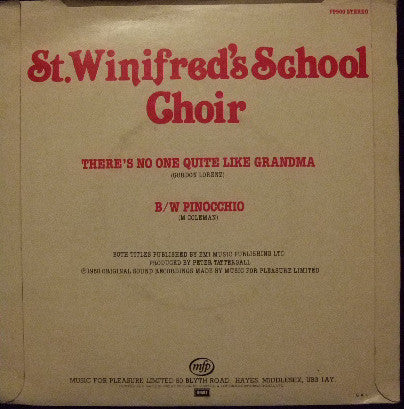 St. Winifred's School Choir : There's No One Quite Like Grandma (7", Single, Yel)