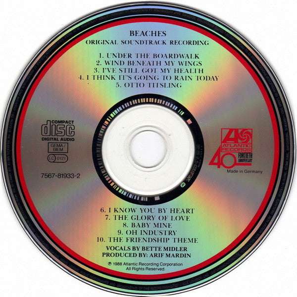 Bette Midler : Beaches (Original Soundtrack Recording) (CD, Album, RE)