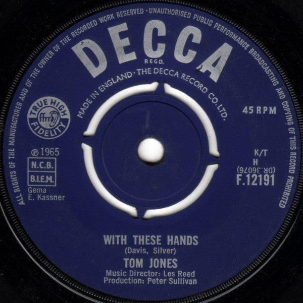 Tom Jones : With These Hands (7")