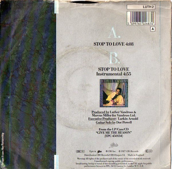Luther Vandross : Stop To Love (7", Single)