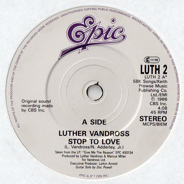 Luther Vandross : Stop To Love (7", Single)