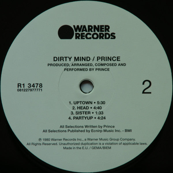 Prince : Dirty Mind (LP, Album, RE, RP)