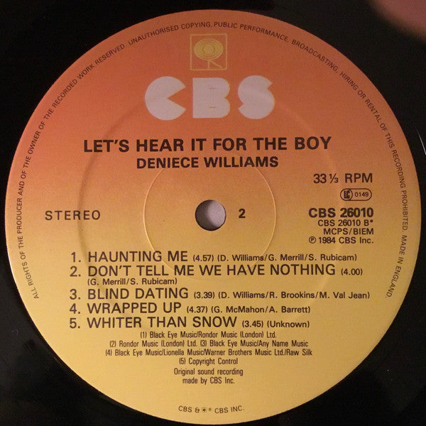 Deniece Williams : Let's Hear It For The Boy (LP, Album)