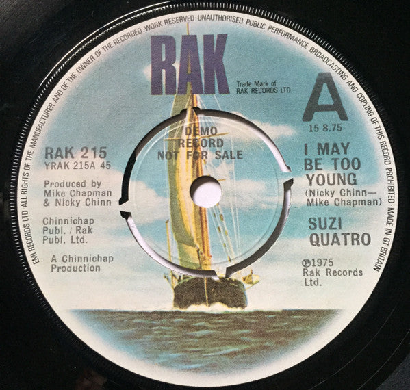 Suzi Quatro : I May Be Too Young (7", Single, Promo)