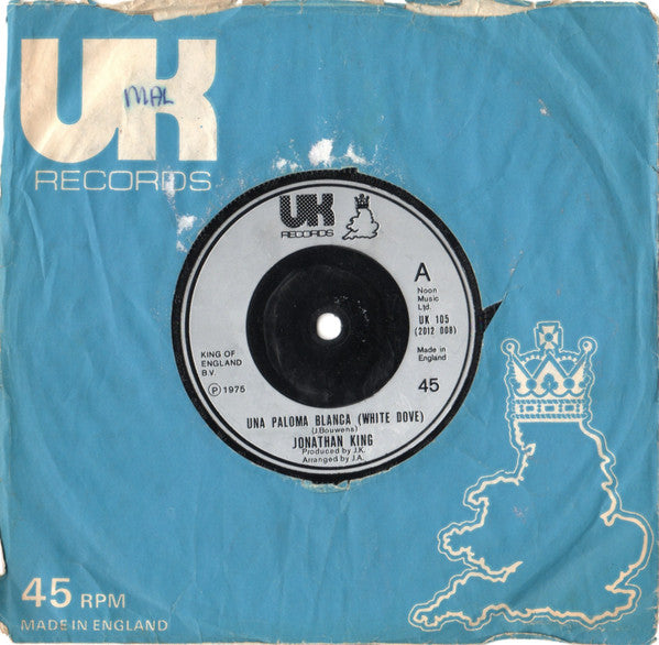 Jonathan King : Una Paloma Blanca (White Dove) (7")