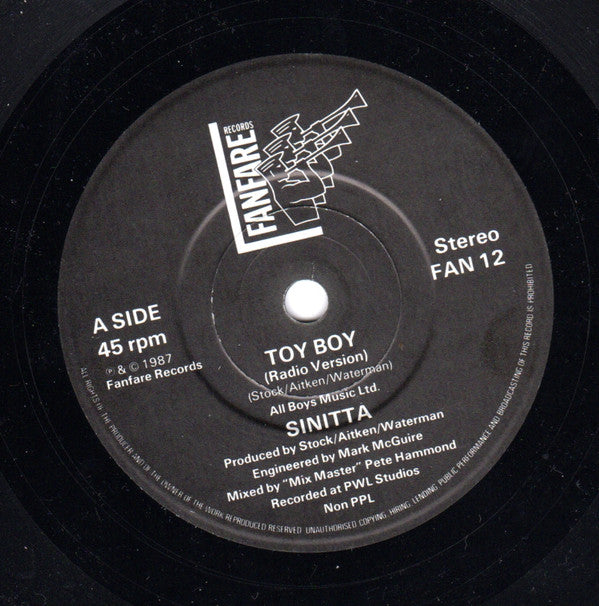 Sinitta : Toy Boy (7", Single, Glo)