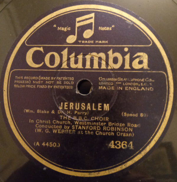 The B.B.C. Choir : Jerusalem / Jesus Shall Reign (Shellac, 10", 80 RPM, RP)