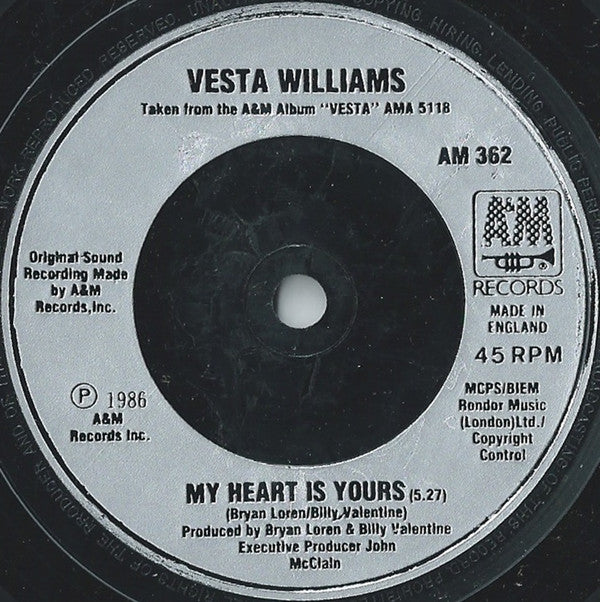 Vesta Williams : Once Bitten Twice Shy (7", Single, Sil)