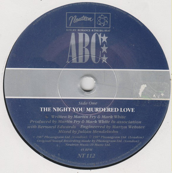 ABC : The Night You Murdered Love (7", Single, Pap)